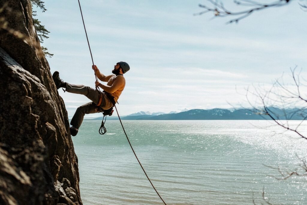 Beluga Point rappelling